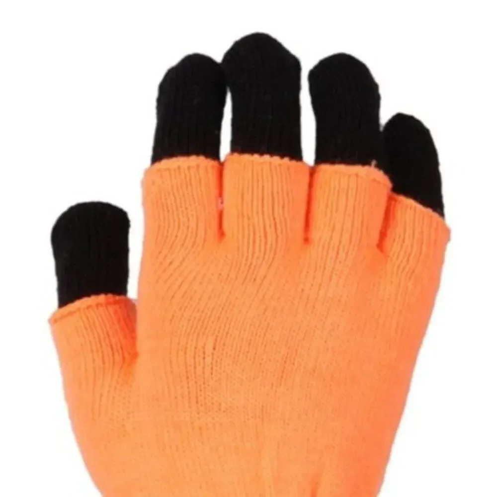 Stasia Neon Pink: Double Layered Knit Fingerless + black Finger Gloves OSFM